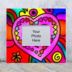 Stained Glass Love Heart White Wall Photo Frame 5  X 7  by Vaneshart