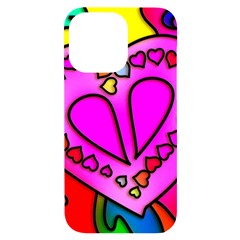 Stained Glass Love Heart Iphone 14 Pro Max Black Uv Print Case by Vaneshart