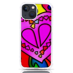 Stained Glass Love Heart Iphone 13 Mini Tpu Uv Print Case by Vaneshart