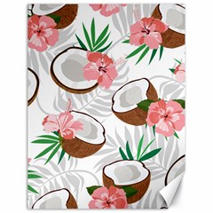 Seamless Pattern Coconut Piece Palm Leaves With Pink Hibiscus Canvas 18  X 24  by Vaneshart