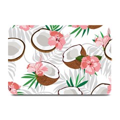 Seamless Pattern Coconut Piece Palm Leaves With Pink Hibiscus Plate Mats by Vaneshart