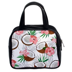 Seamless Pattern Coconut Piece Palm Leaves With Pink Hibiscus Classic Handbag (two Sides) by Vaneshart