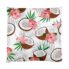 Seamless Pattern Coconut Piece Palm Leaves With Pink Hibiscus Standard Cushion Case (one Side) by Vaneshart