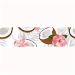 Seamless Pattern Coconut Piece Palm Leaves With Pink Hibiscus Large Bar Mat 32 x8.5  Bar Mat