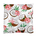 Seamless Pattern Coconut Piece Palm Leaves With Pink Hibiscus Standard Cushion Case (Two Sides) Front