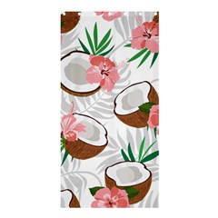 Seamless Pattern Coconut Piece Palm Leaves With Pink Hibiscus Shower Curtain 36  X 72  (stall) 