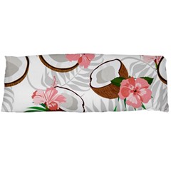 Seamless Pattern Coconut Piece Palm Leaves With Pink Hibiscus Body Pillow Case (dakimakura) by Vaneshart