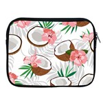 Seamless Pattern Coconut Piece Palm Leaves With Pink Hibiscus Apple iPad 2/3/4 Zipper Cases Front