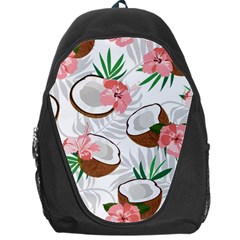 Seamless Pattern Coconut Piece Palm Leaves With Pink Hibiscus Backpack Bag by Vaneshart