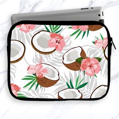 Seamless Pattern Coconut Piece Palm Leaves With Pink Hibiscus Apple Ipad 2/3/4 Zipper Cases by Vaneshart