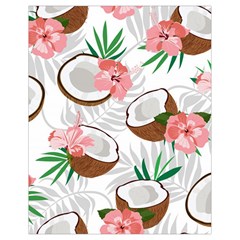 Seamless Pattern Coconut Piece Palm Leaves With Pink Hibiscus Drawstring Bag (small) by Vaneshart