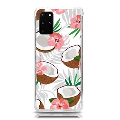 Seamless Pattern Coconut Piece Palm Leaves With Pink Hibiscus Samsung Galaxy S20plus 6 7 Inch Tpu Uv Case by Vaneshart