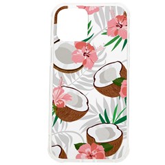 Seamless Pattern Coconut Piece Palm Leaves With Pink Hibiscus Iphone 12 Pro Max Tpu Uv Print Case by Vaneshart