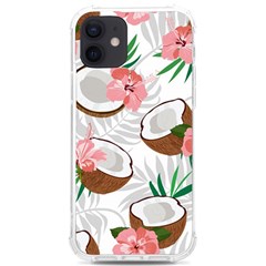 Seamless Pattern Coconut Piece Palm Leaves With Pink Hibiscus Iphone 12/12 Pro Tpu Uv Print Case by Vaneshart