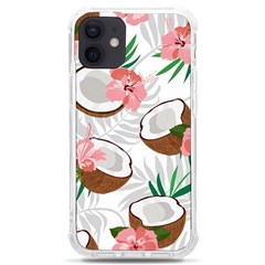 Seamless Pattern Coconut Piece Palm Leaves With Pink Hibiscus Iphone 12 Mini Tpu Uv Print Case	 by Vaneshart