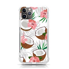 Seamless Pattern Coconut Piece Palm Leaves With Pink Hibiscus Iphone 11 Pro 5 8 Inch Tpu Uv Print Case by Vaneshart