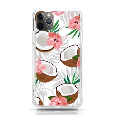 Seamless Pattern Coconut Piece Palm Leaves With Pink Hibiscus Iphone 11 Pro Max 6 5 Inch Tpu Uv Print Case by Vaneshart