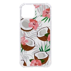 Seamless Pattern Coconut Piece Palm Leaves With Pink Hibiscus Iphone 14 Tpu Uv Print Case by Vaneshart