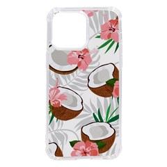 Seamless Pattern Coconut Piece Palm Leaves With Pink Hibiscus Iphone 14 Pro Max Tpu Uv Print Case by Vaneshart