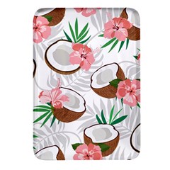 Seamless Pattern Coconut Piece Palm Leaves With Pink Hibiscus Rectangular Glass Fridge Magnet (4 Pack) by Vaneshart