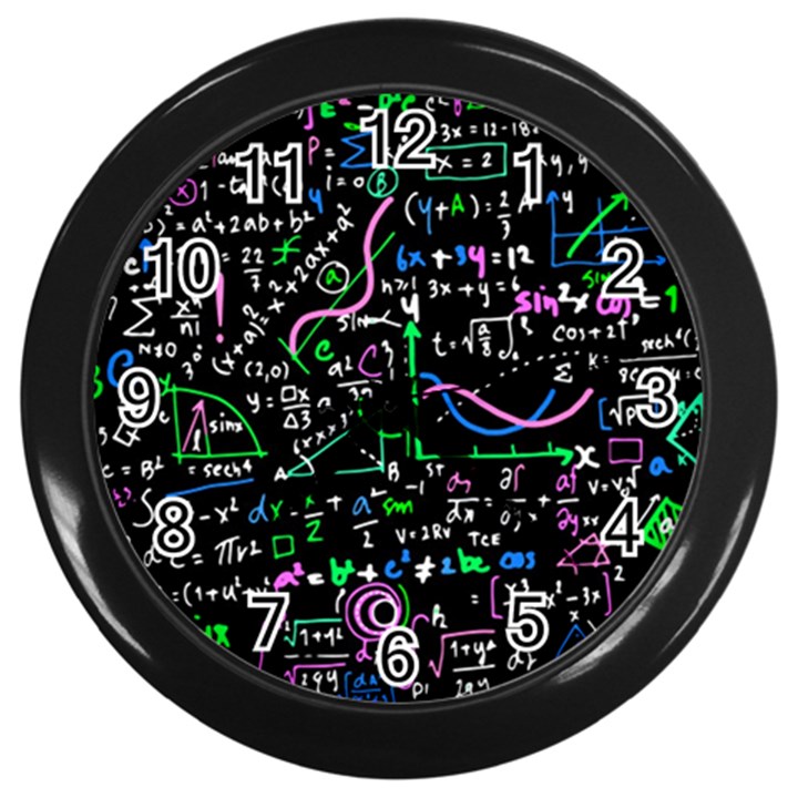 Math-linear-mathematics-education-circle-background Wall Clock (Black)