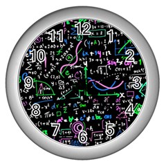 Math-linear-mathematics-education-circle-background Wall Clock (silver) by Vaneshart