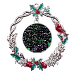 Math-linear-mathematics-education-circle-background Metal X mas Wreath Holly Leaf Ornament by Vaneshart