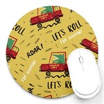 Childish-seamless-pattern-with-dino-driver Round Mousepad Front