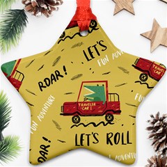 Childish-seamless-pattern-with-dino-driver Ornament (star) by Vaneshart