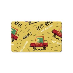 Childish-seamless-pattern-with-dino-driver Magnet (name Card) by Vaneshart