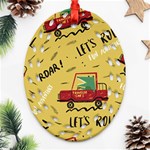 Childish-seamless-pattern-with-dino-driver Ornament (Oval Filigree) Front