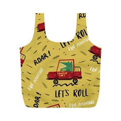 Childish-seamless-pattern-with-dino-driver Full Print Recycle Bag (m) by Vaneshart