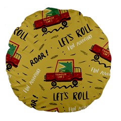 Childish-seamless-pattern-with-dino-driver Large 18  Premium Flano Round Cushions