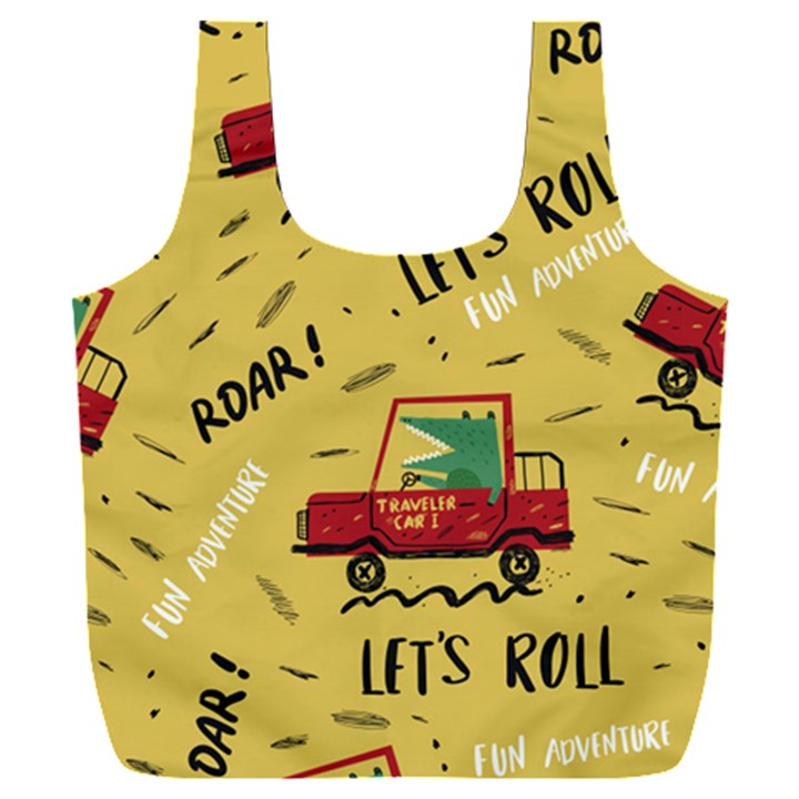 Childish-seamless-pattern-with-dino-driver Full Print Recycle Bag (XXXL)