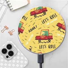 Childish-seamless-pattern-with-dino-driver Wireless Fast Charger(white) by Vaneshart