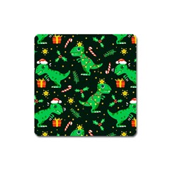 Christmas-funny-pattern Dinosaurs Square Magnet by Vaneshart