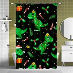 Christmas-funny-pattern Dinosaurs Shower Curtain 48  X 72  (small)  by Vaneshart