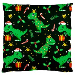 Christmas-funny-pattern Dinosaurs Standard Premium Plush Fleece Cushion Case (two Sides)