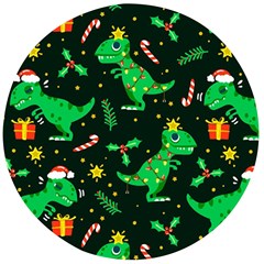 Christmas-funny-pattern Dinosaurs Wooden Bottle Opener (round)