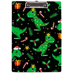 Christmas-funny-pattern Dinosaurs A4 Acrylic Clipboard by Vaneshart