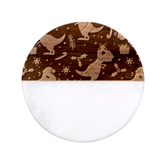 Christmas-funny-pattern Dinosaurs Classic Marble Wood Coaster (round)  by Vaneshart