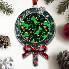 Christmas-funny-pattern Dinosaurs Metal X mas Lollipop With Crystal Ornament