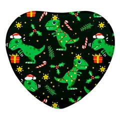 Christmas-funny-pattern Dinosaurs Heart Glass Fridge Magnet (4 Pack)