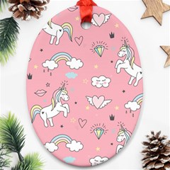 Cute-unicorn-seamless-pattern Ornament (oval) by Vaneshart