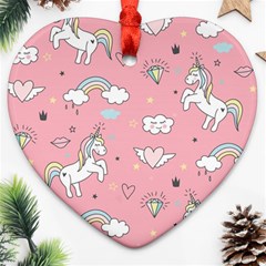 Cute-unicorn-seamless-pattern Ornament (heart)