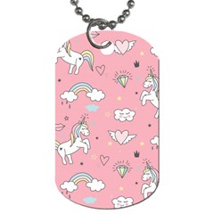 Cute-unicorn-seamless-pattern Dog Tag (one Side) by Vaneshart