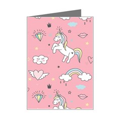 Cute-unicorn-seamless-pattern Mini Greeting Card by Vaneshart