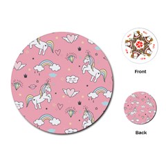 Cute-unicorn-seamless-pattern Playing Cards Single Design (round)