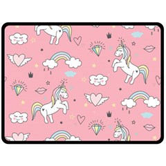 Cute-unicorn-seamless-pattern Fleece Blanket (large) by Vaneshart