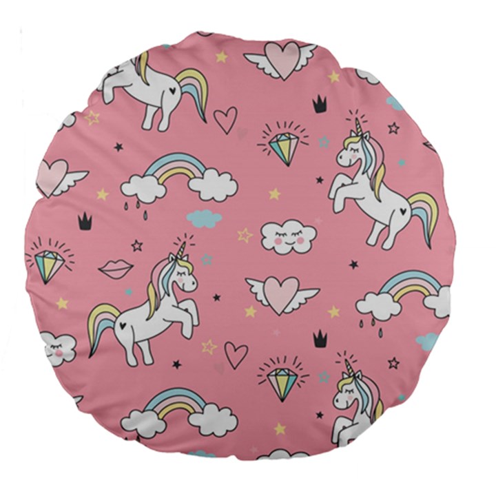 Cute-unicorn-seamless-pattern Large 18  Premium Round Cushions